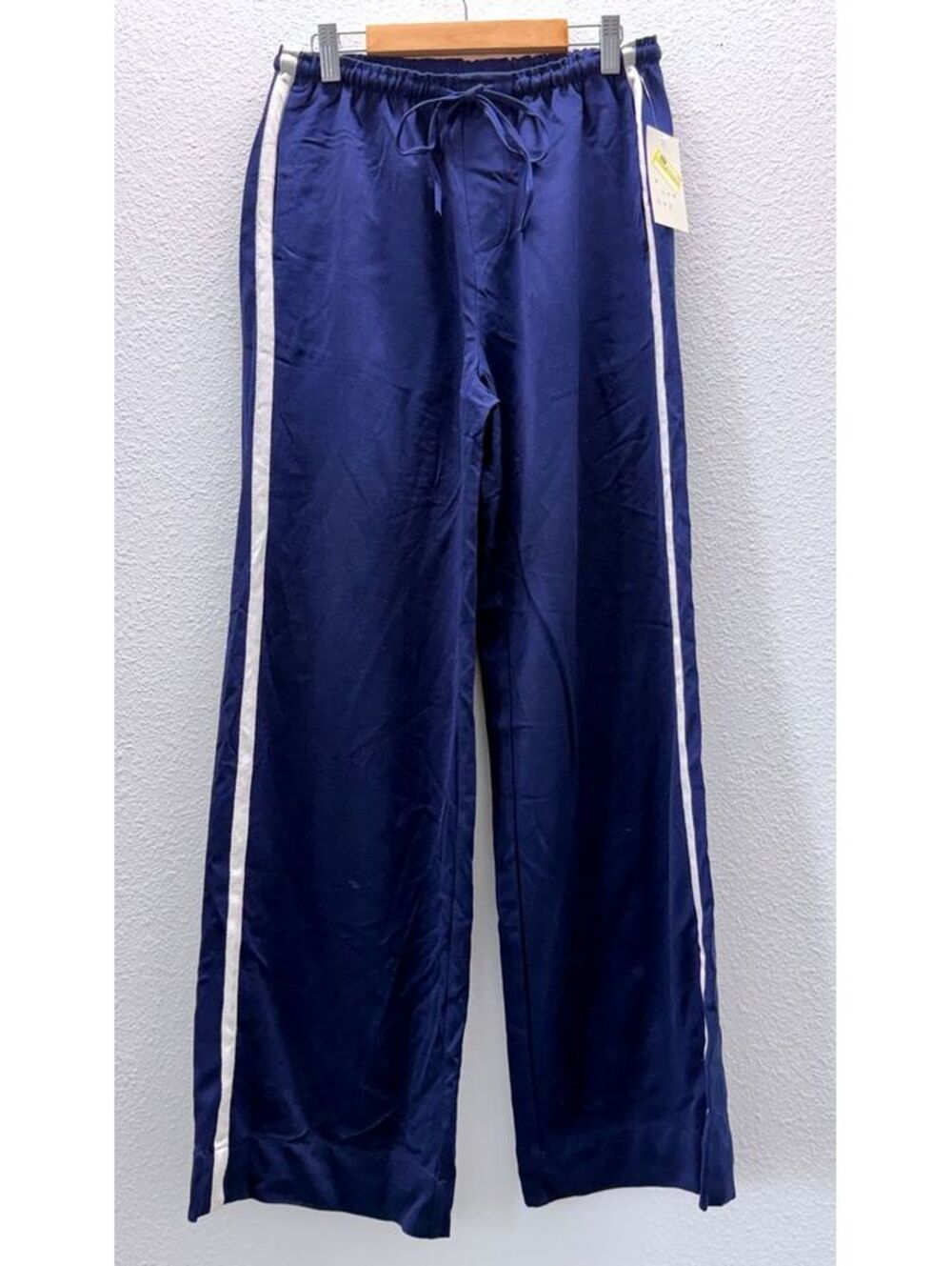 A New Day Navy Blue White Stripe Wide Leg Track Pants Women Size XS
